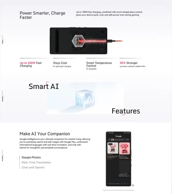Smartphone de jeu Version mondiale RedMagic 10 Pro 5G 6.853 "Snapdragon 8 Elite 7050mAh 80W Charge 50MP NFC – Image 26