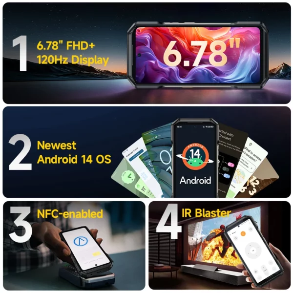 【Première mondiale】 Ulefone Armor 27 4G 10600mAh Téléphone robuste 24 Go + 256 Go Android 14 Smartphone 6,78" FHD 120 Hz Vision nocturne Global – Image 3