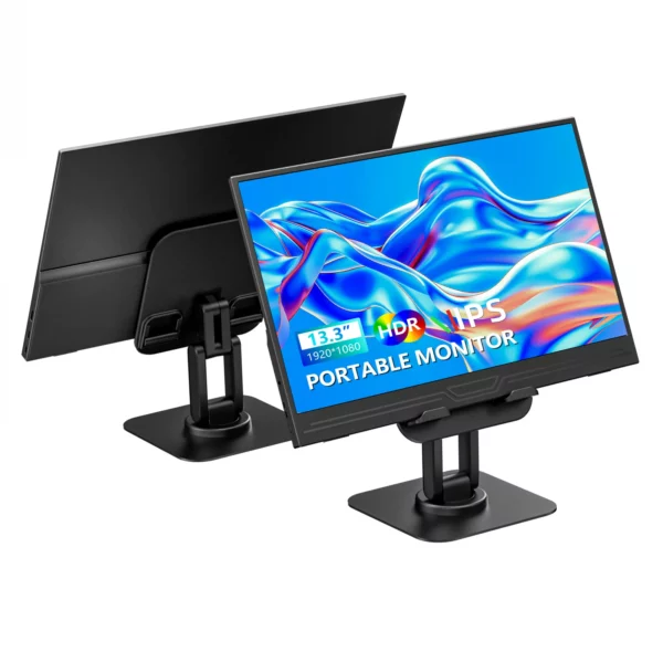 VEOUT Ultra-mince 1920x1080P IPS affichage USB-C/HDMI FreeSync béquille pour les jeux voyage bureau utilisation 13.3 pouces moniteur Portable – Image 7