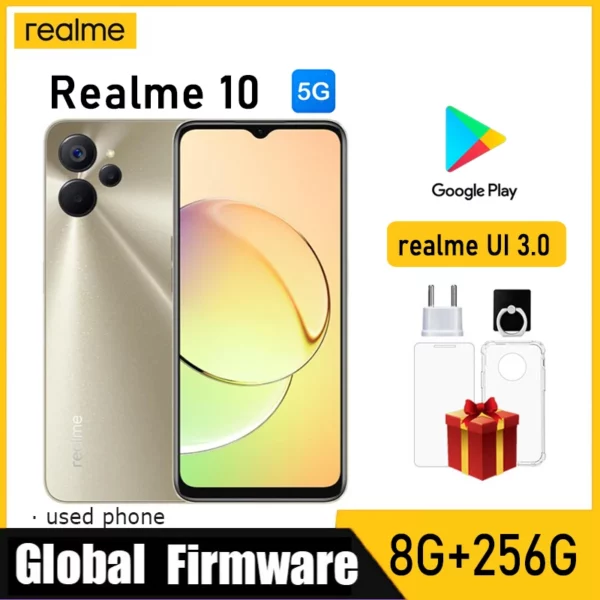 OPPO Realme 10 5G smartphone firmware mondial MTk Dimensity 700 Realme UI 3.0 6.6 "8GB 256GB 50MP + 8MP caméra téléphone utilisé