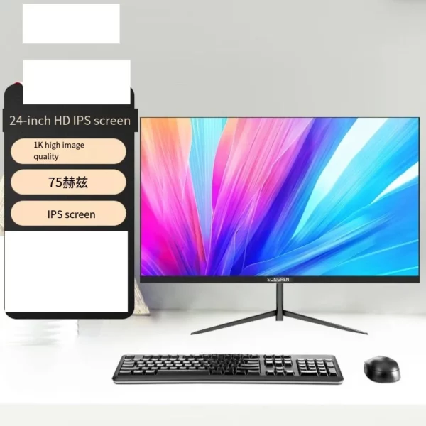 Moniteur LCD 24 pouces, résolution HDMI + VGA, 1920x1080/2560x1440, écran MVA/IPS, écran de bureau, moniteur 24 pouces, 75/165Hz – Image 4