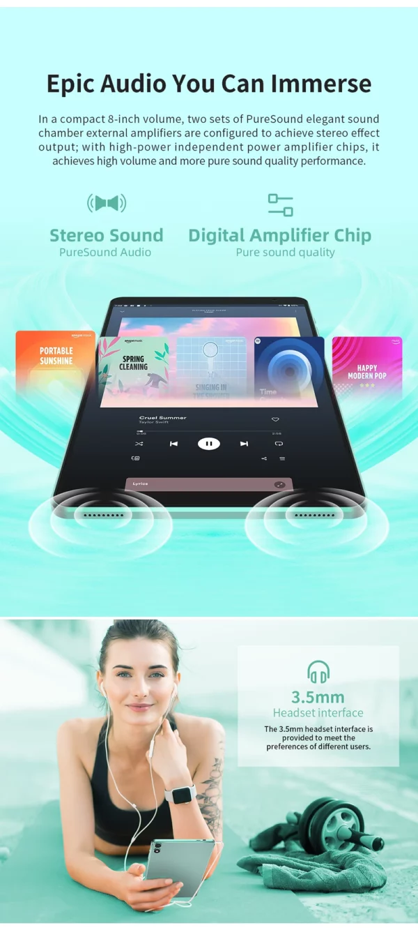 Teclast P85T Android 14 tablette 8 pouces IPS Max 10GB RAM 64GB ROM A523 8 cœurs Wi-fi 6 type-c tablette PC corps métallique 5000mAh type-c – Image 17