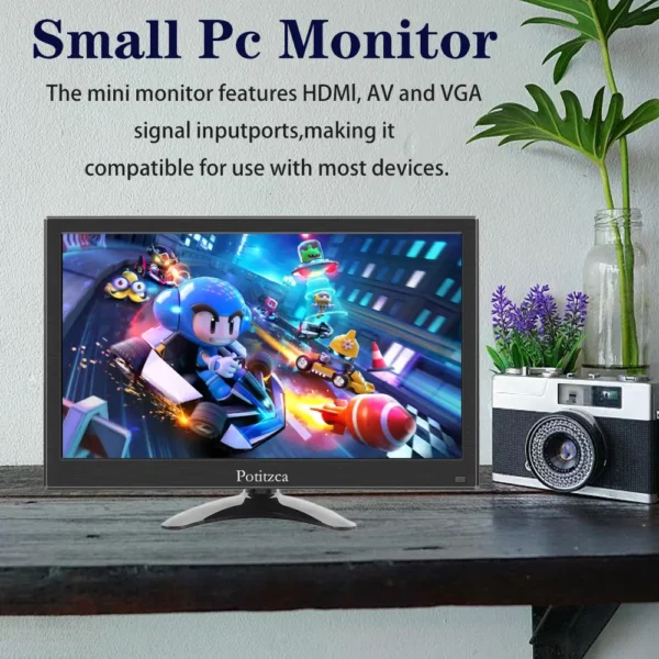 Moniteur Portable 10.1/11.6/13.3 pouces, Mini moniteur 1366x768, ordinateur avec entrée HDMI/VGA/AV/BNC/USB, pour Pc, ordinateur Portable, PS4, Xbox Ras Pi – Image 3