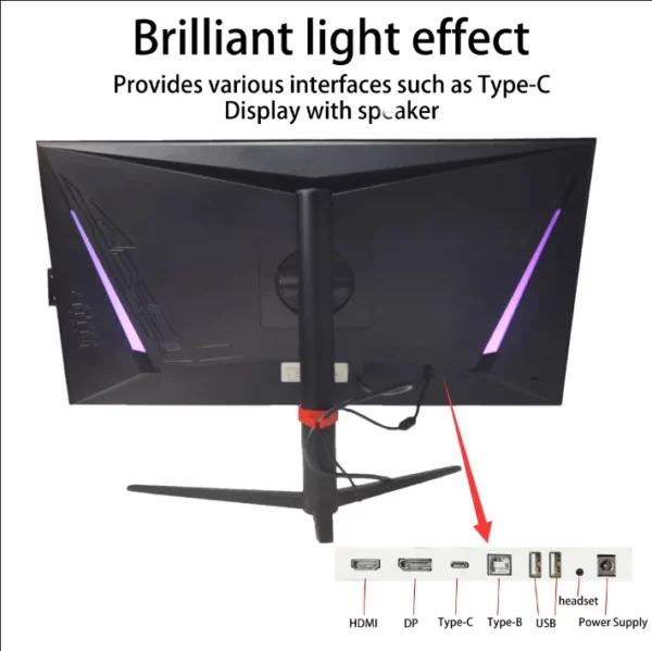 Moniteur 27 pouces 2K 165Hz 144HZ, pour ordinateur de jeu, 1ms, synchronisation gratuite, panneau Nano IPS, écran LCD de bureau, HDMI DP type-c – Image 6