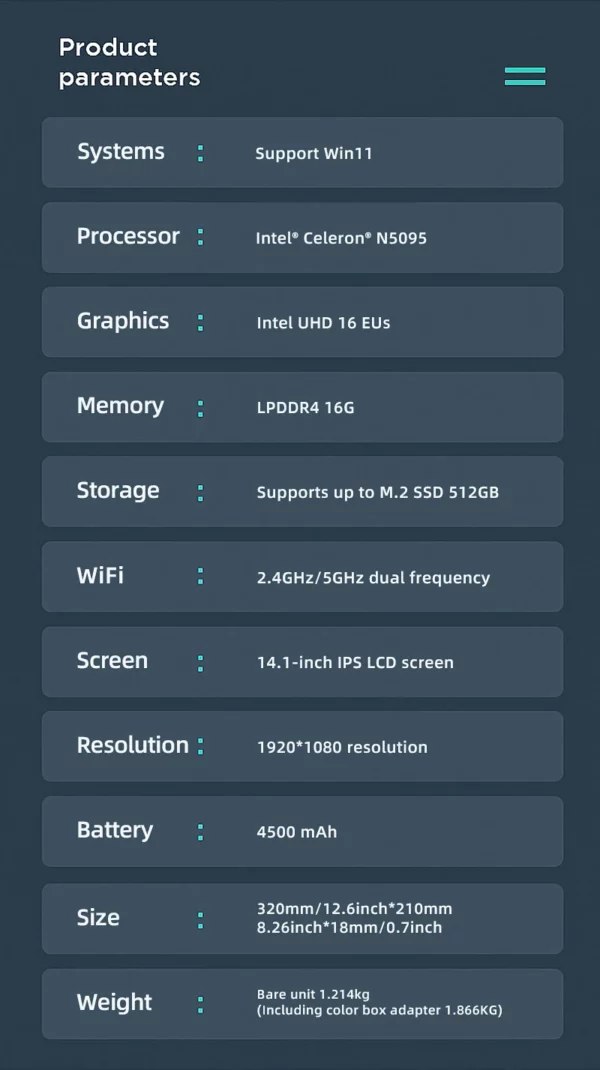 FIREBAT-Ordinateur portable professionnel léger A14, ordinateur portable FHD, empreinte digitale, Intel N5095, 14.1 pouces, 16 Go, LPDDR4, RAM 512 Go, 1 To SSD – Image 15