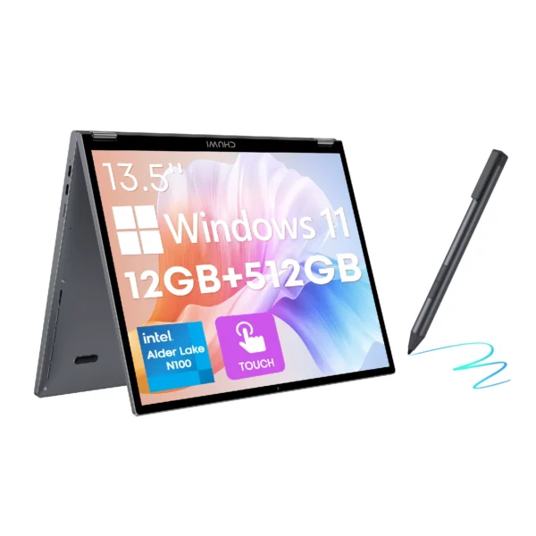 CHUWI-Tablette PC portable 2 en 1, Windows 11, processeur Intel i3 1215U, 12 Go LPDDR5, SSD 512 Go, écran IPS FHD 13.5 pouces, résolution 2256x1504, Wi-Fi 6 – Image 8