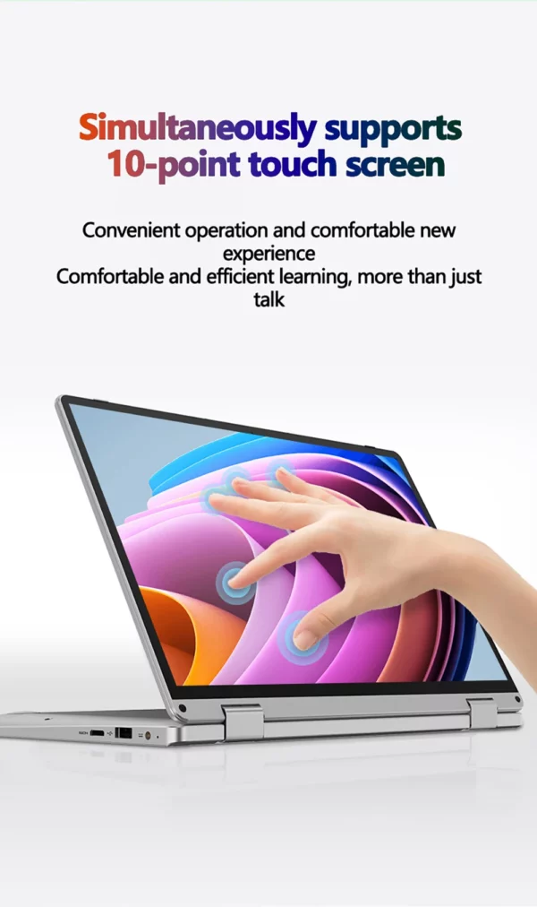 Ordinateur portable 11,6 pouces Intel Celeron N4020 360 °   Flips Écran tactile pour caméra HD 6 Go DDR4 2 To SSD 4500 mAH 2,8 GHz Tablette légère – Image 13