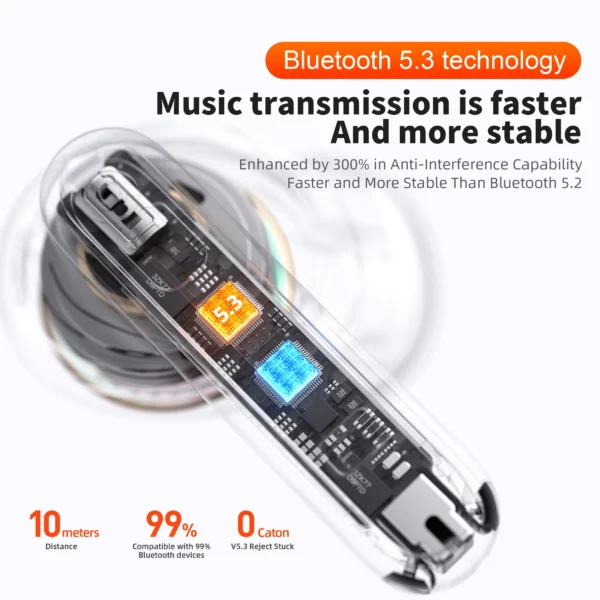 QERE E50 casque sans fil, TWS Bluetooth 5.3, Microphone HD, écouteurs HIFI, pilote 13mm, faible latence 60ms, 4 micros, appel ENC, nouveau – Image 14