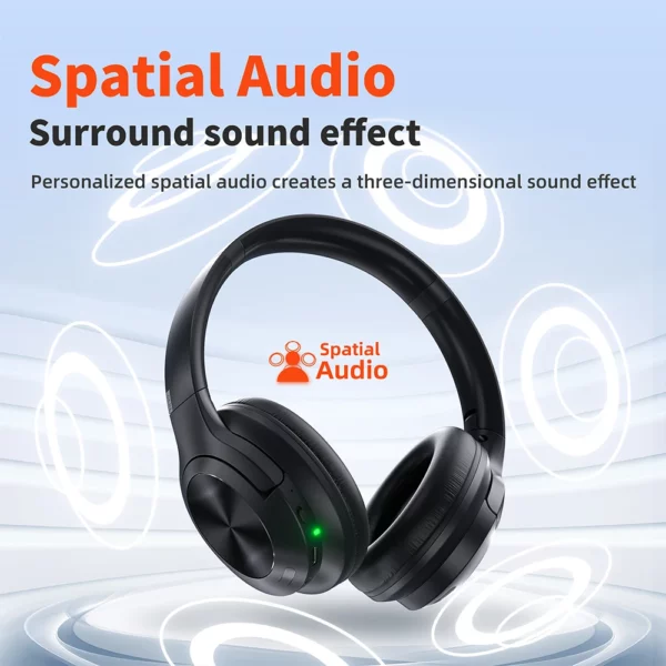Casque sans fil QERE E80 écouteur bluetooth 5.3 ANC suppression du bruit Audio haute résolution sur l'oreille casque 70H 40mm Driver2.4G – Image 9