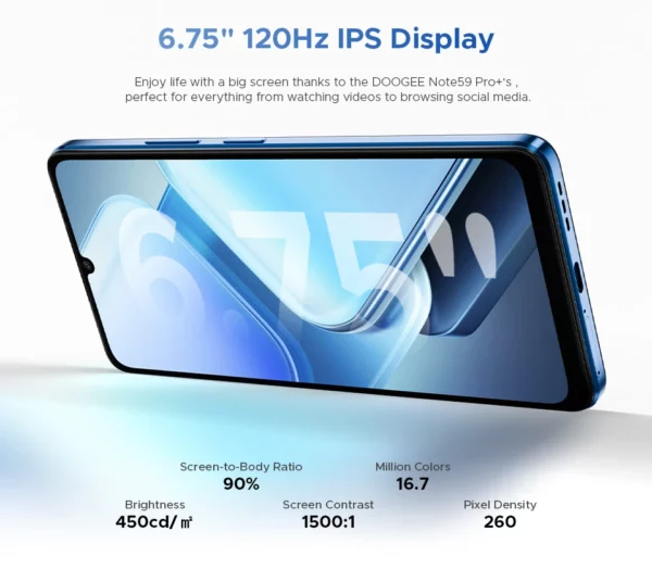 DOOGEE Note59 Pro + 5G Smartphone Android 15 Version mondiale 6250mAh batterie 6.75 ''120Hz affichage 12GB 512GB téléphone portable NFC – Image 36