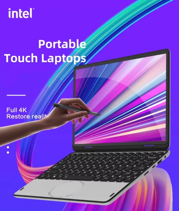 Pas cher 360 °   Écran tactile ordinateur Portable 11 pouces Intel N100 CPU 16GB/32GB DDR4 128G--1TB SSD Portable bureau ordinateur Portable Mini ordinateur – Image 12