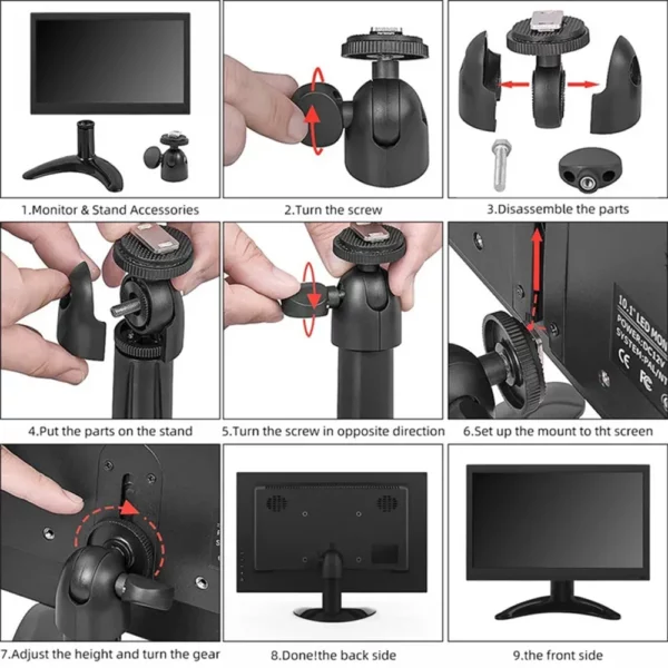 Petit moniteur de sécurité Portable avec double haut-parleurs intégrés, entrée HDMI VGA BNC pour ordinateur Portable CCTV Raspberry Pi Xbox PS3/4/5 – Image 12