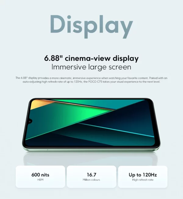 POCO C75 Global Version Smartphone NDavid 128 Go 256 Go 6.88 "Dot DstressDisplay Helio G81-Ultra 50MP Camera Massive 5160mAh Battery – Image 17