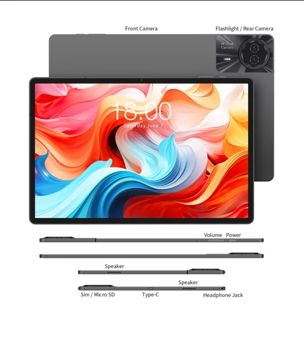 Tablette Teclast T50 Plus Android 14, 11 pouces, 2K, 90Hz, haute rafraîchissement, 6 go + 256 go, UNISOC T620, batterie 8000mAh, caméra 8MP + 13MP, languette 4G – Image 28
