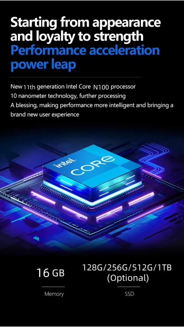 2025 Mini ordinateur Portable Micro ordinateur 7 pouces écran tactile Intel N100 16GB + 512GB IPS Netbook Win 11 Pro PC 2.0MP CAM – Image 12