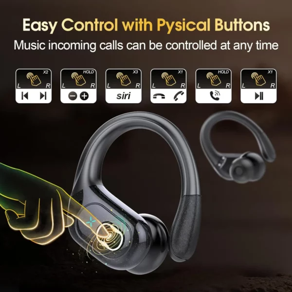 TWS sport écouteurs Bluetooth 5.4 HIFI basse sans fil casque LED tactile mains libres écouteur suppression du bruit casque étanche – Image 5