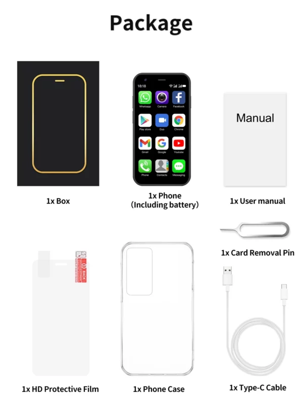 SERVO -Mini Smartphone P60 PRO, Android, Écran 3.0 ", Google Play, 2 Go + 16 Go, WIFI, Hotspot GPS, Petit Mobile de Poche, Matin, Prix Bas – Image 11