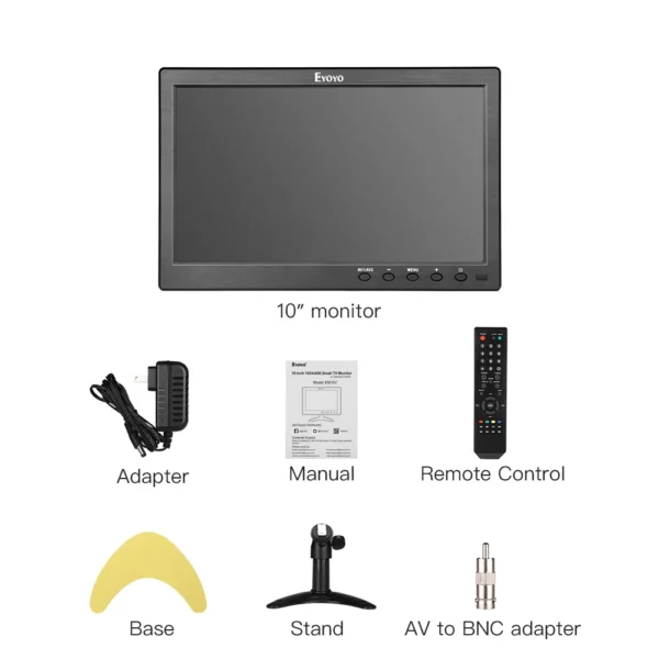 Eyoyo – petit écran LCD HDMI TV 10 ", 1024x600, avec VGA, AV, USB, télécommande, pour système de sécurité de vidéosurveillance, DVD, PC – Image 8