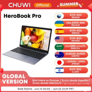 CHUWI-Ordinateur portable Herobook Pro, Herobook Plus, Windows 11, 14.1 pouces, FHD, Intel N4020, LPDDR4, 8 Go, 15.6 Go, SSD, PC, 256 pouces