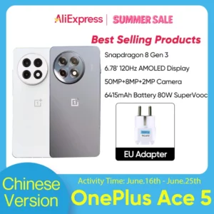 Nouveau Oneplus Ace 5 5G Smartphone Snapdragon 8 Gen 3 6.78 "AMOLED 120hz affichage 6415mAh 80W chargeur 50.0MP caméra Android 15.0 OTA