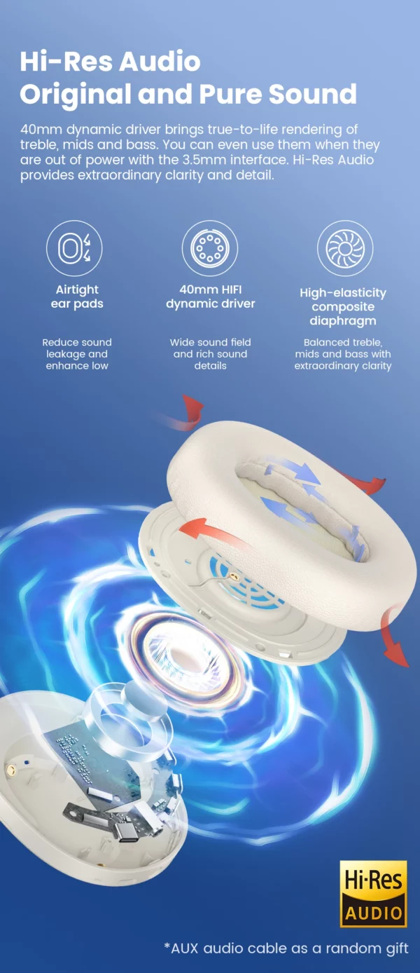 HAYLOU-Écouteurs sans fil S35 ANC, Bluetooth 5.2, 40mm, autonomie de 60 heures – Image 17