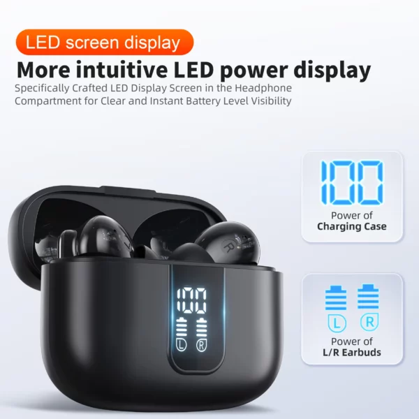 QERE E50 casque sans fil, TWS Bluetooth 5.3, Microphone HD, écouteurs HIFI, pilote 13mm, faible latence 60ms, 4 micros, appel ENC, nouveau – Image 2