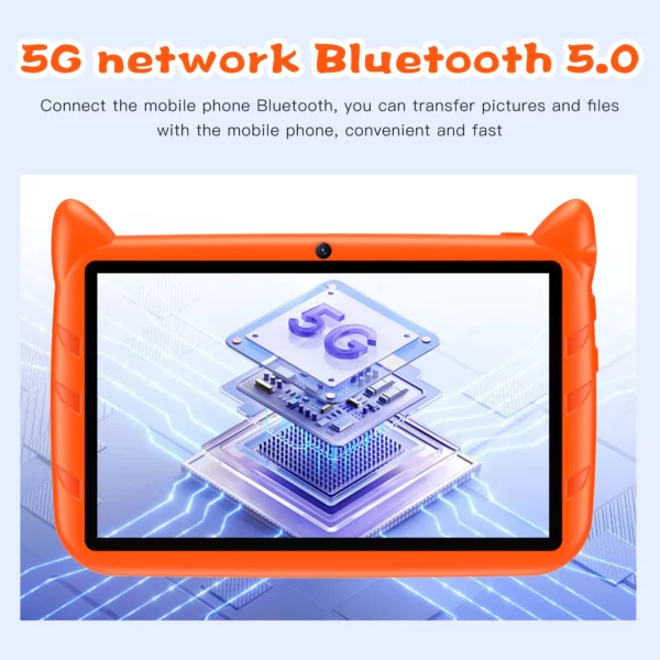 Nouveau 7 pouces modèle de bande dessinée enfants tablettes Quad Core 4GB + 64GB ROM Bluetooth 5G WiFi apprentissage jeux éducatifs tablette cadeau pour enfants – Image 3