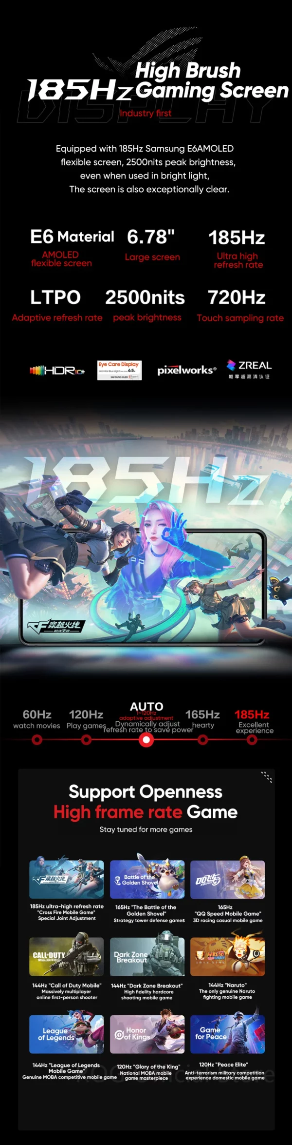Première mondiale ASUS ROG Phone 9 5G Smartphone Snapdragon 8 Elite 6.78 ''185Hz AMOLED Display ROG 9 Pro 5800mAh NFC téléphone portable – Image 24