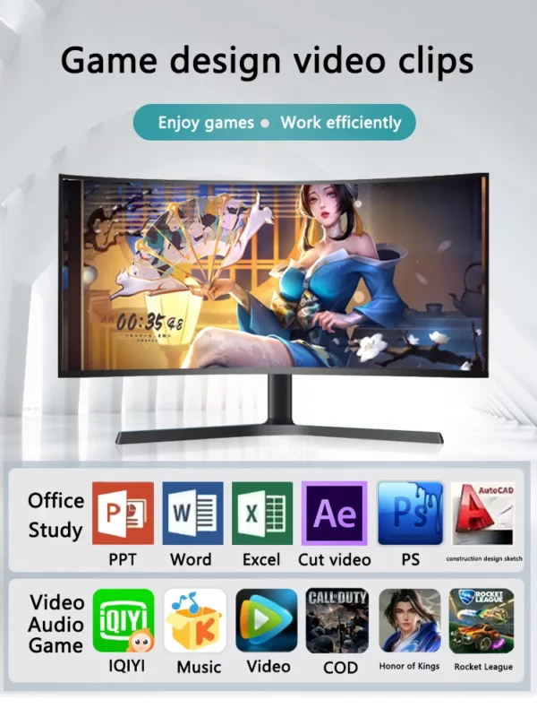34 "4K IPS panneau plat moniteur natif 100Hz/165hz/180hz concepteur de jeu e-sports bureau d'affaires ordinateur de bureau moniteur LCD – Image 5