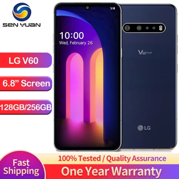LG-Smartphone Android V60 ThinQ, téléphone portable d'origine, Snapdragon 6.8, NDavid, 5G, 8 Go de RAM, 865 Go de ROM, V600AM, V600TM, V600VM, 128 pouces