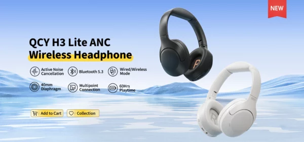 QCY-Écouteurs sans fil et filaires H3 Lite ANC, Bluetooth 5.3, casque supra-auriculaire pliable, son HIFI, 60 heures de lecture, écouteurs pour touristes allergiques – Image 9