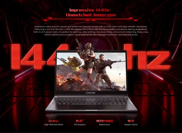 World Premier CHUWI GTBook i5-12450H RTX 3050 ordinateur portable de jeu 15.6 pouces écran FHD 16GB RAM 512GB SSD corps métallique ordinateur portable dédié – Image 16