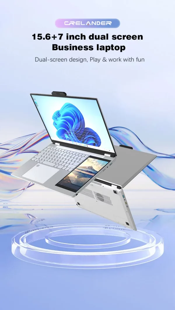 Crelnader double écran ordinateur portable 7 pouces écran tactile boîtier métallique RGB rétro - éclairage empreintes digitales déverrouiller la fenêtre 11 Ultra - mince ordinateur portable – Image 8