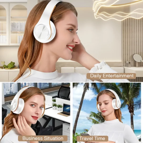 Écouteurs stéréo HIFI Bluetooth avec micro, casque de musique, FM, prise en charge de la carte TF, téléphone de sauna, mobile, Xiaomi, iPhone, tablette Samsung – Image 6