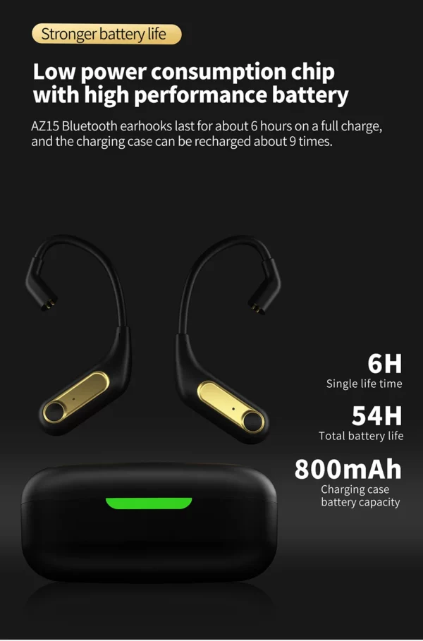 KZ – écouteurs sans fil Bluetooth AZ15, mise à niveau, câble 5.2, crochet d'oreille sans fil avec étui de chargement, AZ09 PRO AZ10 Z1PRO Z3 – Image 15