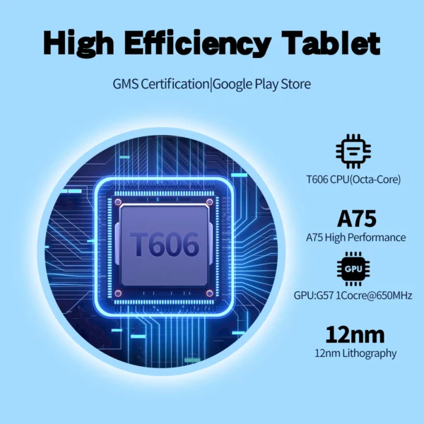 VASOUN-Tablette Android 14 de 10.1 Pouces, 12 Go (6 + 6 Extensions) de RAM, 128 Go, Dean, Octa Core, Touriste Epi4 G Débloquée avec WiFi 2.4G/5G et GPS – Image 15
