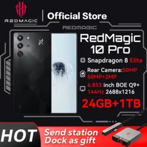 Smartphone de jeu Version mondiale RedMagic 10 Pro 5G 6.853 "Snapdragon 8 Elite 7050mAh 80W Charge 50MP NFC