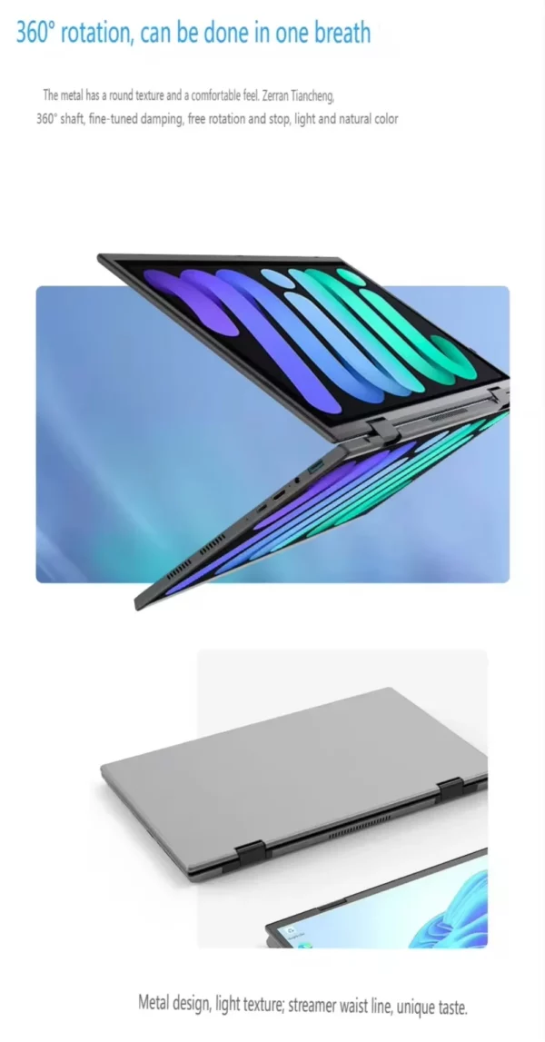 14 pouces + 14 pouces tactile double écran ordinateur portable Intel N100 processeur ordinateur portable de jeu DDR4 16GB 1TB SSD ordinateur portable – Image 19