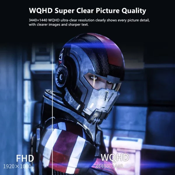 Moniteur 34 pouces 165Hz VA WQHD, écran large de bureau 21:9, écran d'ordinateur de joueur LED 1500R incurvé DP/3440x1440 – Image 2