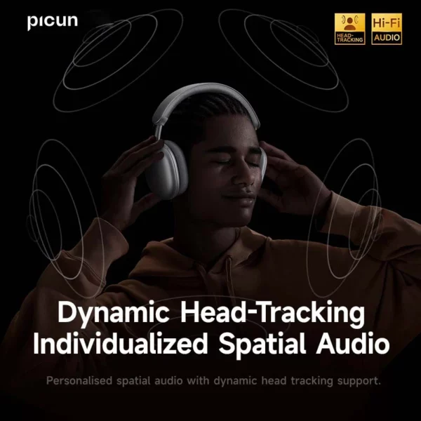 Picun F8 Pro ANC casque sans fil suivi de la tête Audio spatial 3D-52dB ANC HIFI Bluetooth casque ENC HD micro application à faible latence – Image 2