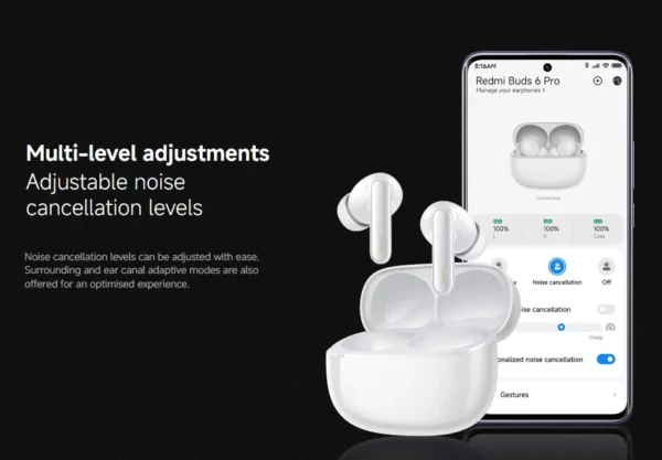 Xiaomi Redmi buds 6 pro écouteur suppression active du bruit audio dimensionnel intégré audio haute résolution casque sans fil 55dB – Image 18