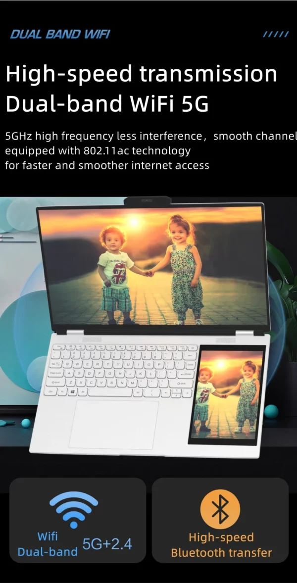Ordinateur portable avec processeur Intel N100, écran tactile IPS, 4 cœurs, 4 fils, 3.4GHz, 15.6 pouces, IPS 2K, écran étroit à quatre côtés, 7 pouces – Image 5