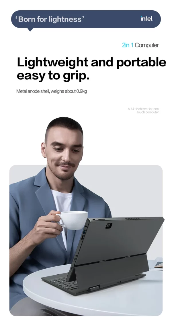 CRELANDER Ordinateur portable 2 en 1 , écran IPS 14 pouces (2240 ​​x 1440), processeur Intel 12e génération DDR4, SSD M2 16 Go/32 Go, Windows 11, tablette PC, ordinateur portable – Image 18