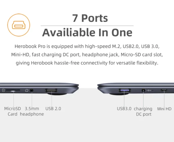 CHUWI-Ordinateur portable HeroPlePro, 8 Go de RAM, 256 Go SSD, Intel Celeron N4020, touriste Core, écran IPS 14.1 ", Windows 11 – Image 16