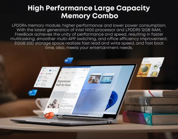 CHUWI-Ordinateur Portable FreePle, Tablette 2 en 1, Intel N100/i3 1215U, Écran Tactile 13.5 Pouces, 12 Go LPDDR5, 512 Go SSD – Image 16