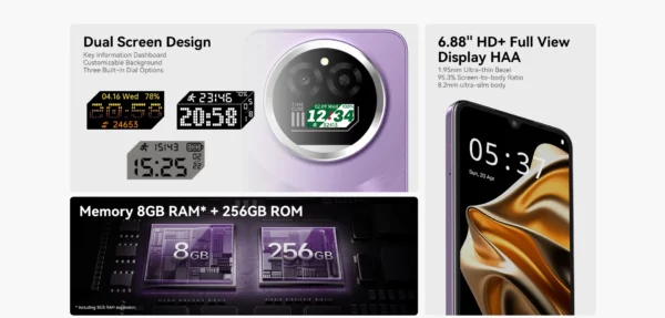 [Première mondiale] IIIF150 Action A5Pro téléphone double écran conception Smartphone Android 15 8GB RAM 256GB ROM 6.8 "HD + affichage 5100mAh – Image 13