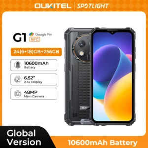 Oukitel-Smartphone G1 robuste, Android 6.52, en effet, 10600mAh, 24 Go + 256 Go, téléphone portable robuste, Android14, appareil photo 48MP HD +