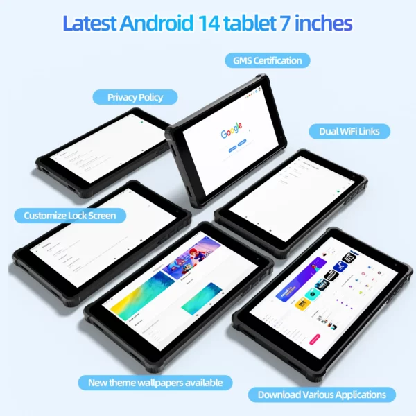Tablette PRITOM Tablette Android 14 7", 8 Go de RAM (3 + 5 Go d'extension) 64 Go de ROM, processeur Octa-Core A523, WiFi 5G + WiFi6, double caméra, noir – Image 5