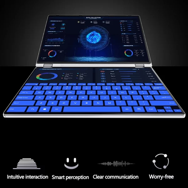 Ordinateur portable 14 pouces double écran tactile Intel Celeron N5805 8 Go de RAM 2 To SSD, caméra haute définition 4700 mAh portable 1920 * 1200 – Image 4