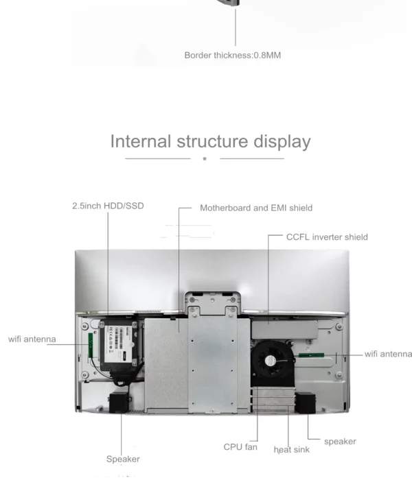 Prix usine Chine ordinateur inclus monobloc i3 i5 i7 OEM 18.5 "21.5" 23.6 "27" ordinateur de bureau tout-en-un PC tout-en-un – Image 12